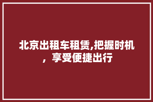 北京出租车租赁,把握时机，享受便捷出行  第1张