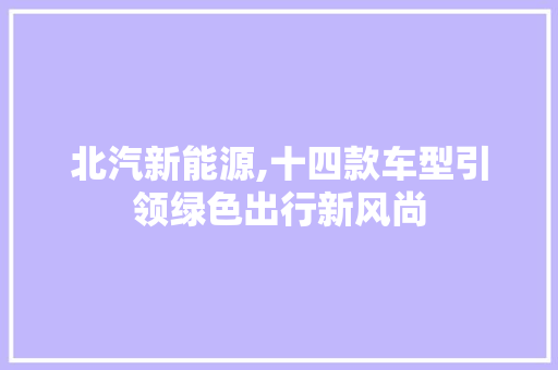 北汽新能源,十四款车型引领绿色出行新风尚  第1张