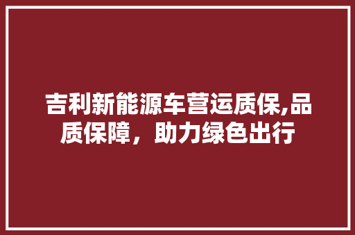 吉利新能源车营运质保,品质保障，助力绿色出行  第1张