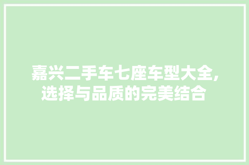 嘉兴二手车七座车型大全,选择与品质的完美结合