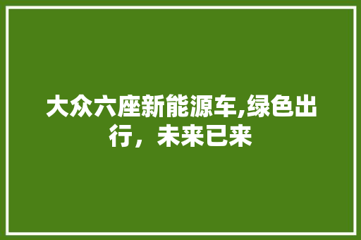 大众六座新能源车,绿色出行，未来已来  第1张