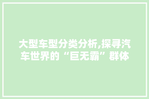 大型车型分类分析,探寻汽车世界的“巨无霸”群体  第1张