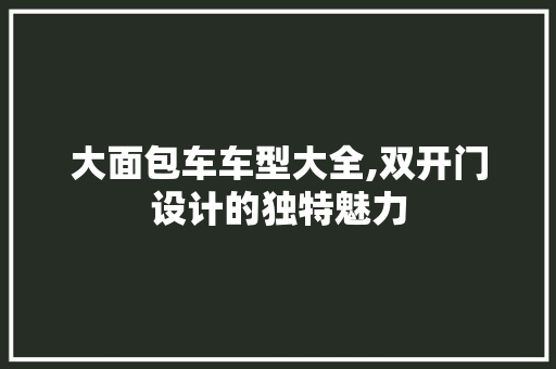 大面包车车型大全,双开门设计的独特魅力