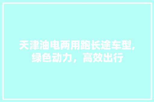 天津油电两用跑长途车型,绿色动力，高效出行