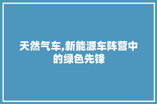 天然气车,新能源车阵营中的绿色先锋