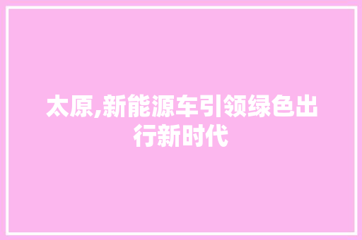 太原,新能源车引领绿色出行新时代  第1张