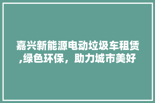 嘉兴新能源电动垃圾车租赁,绿色环保，助力城市美好未来