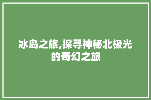 冰岛之旅,探寻神秘北极光的奇幻之旅