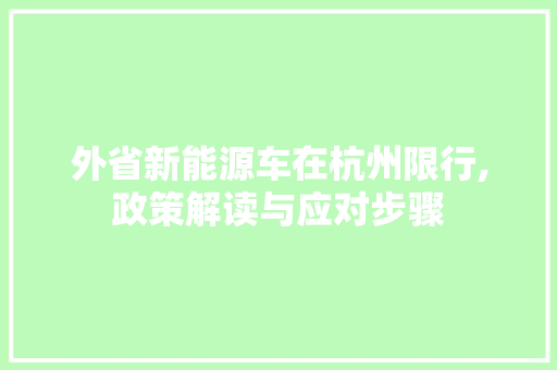 外省新能源车在杭州限行,政策解读与应对步骤  第1张