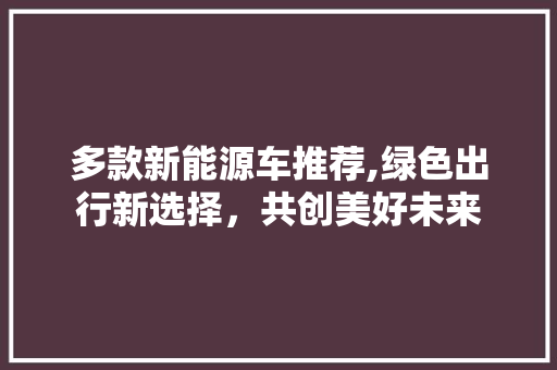 多款新能源车推荐,绿色出行新选择，共创美好未来  第1张