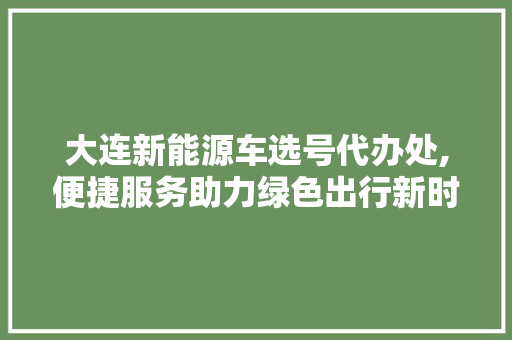 大连新能源车选号代办处,便捷服务助力绿色出行新时代  第1张