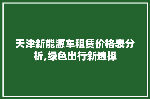 天津新能源车租赁价格表分析,绿色出行新选择  第1张