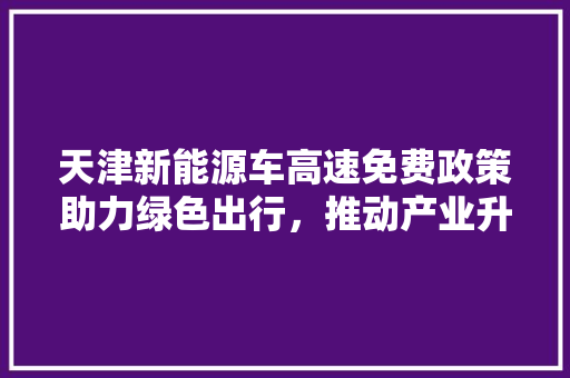 天津新能源车高速免费政策助力绿色出行，推动产业升级  第1张