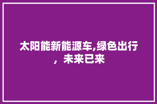 太阳能新能源车,绿色出行，未来已来