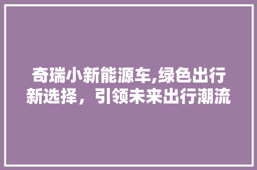 奇瑞小新能源车,绿色出行新选择，引领未来出行潮流  第1张