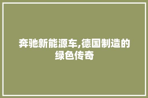 奔驰新能源车,德国制造的绿色传奇  第1张