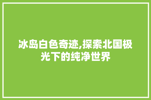 冰岛白色奇迹,探索北国极光下的纯净世界