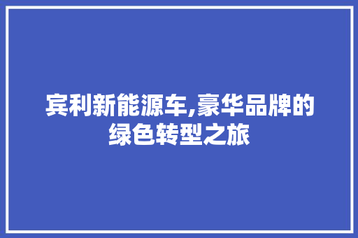 宾利新能源车,豪华品牌的绿色转型之旅