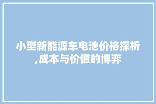 小型新能源车电池价格探析,成本与价值的博弈  第1张