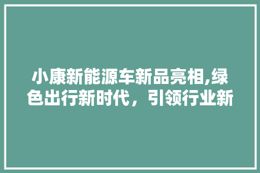 小康新能源车新品亮相,绿色出行新时代，引领行业新潮流  第1张