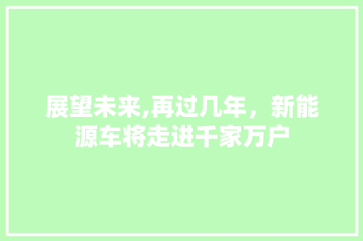 展望未来,再过几年，新能源车将走进千家万户