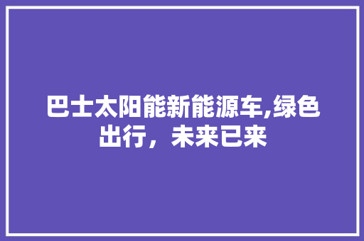 巴士太阳能新能源车,绿色出行，未来已来  第1张