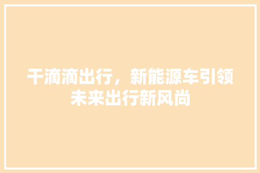 干滴滴出行，新能源车引领未来出行新风尚  第1张