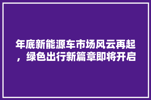 年底新能源车市场风云再起，绿色出行新篇章即将开启  第1张