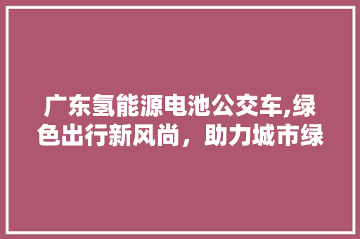 广东氢能源电池公交车,绿色出行新风尚，助力城市绿色发展  第1张