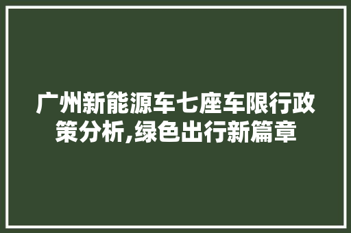 广州新能源车七座车限行政策分析,绿色出行新篇章