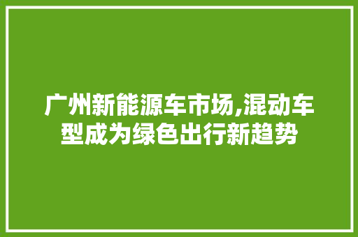 广州新能源车市场,混动车型成为绿色出行新趋势  第1张