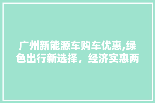 广州新能源车购车优惠,绿色出行新选择，经济实惠两不误  第1张