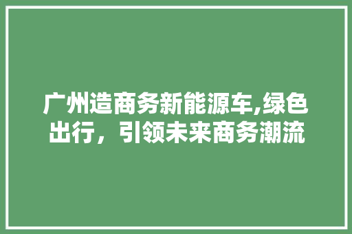 广州造商务新能源车,绿色出行，引领未来商务潮流  第1张