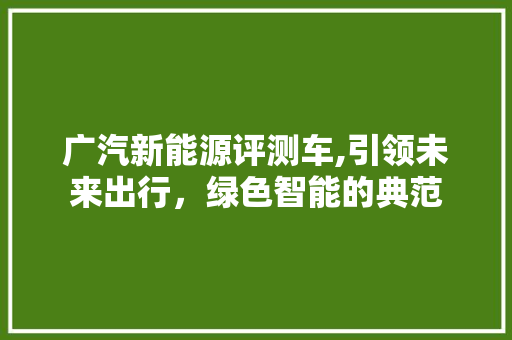 广汽新能源评测车,引领未来出行，绿色智能的典范  第1张