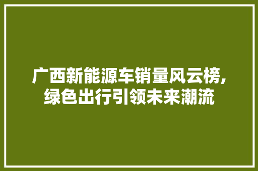 广西新能源车销量风云榜,绿色出行引领未来潮流  第1张