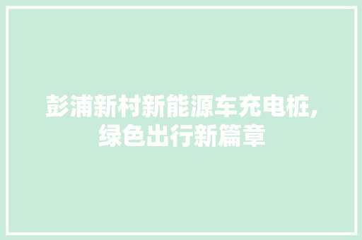 彭浦新村新能源车充电桩,绿色出行新篇章  第1张