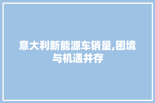 意大利新能源车销量,困境与机遇并存