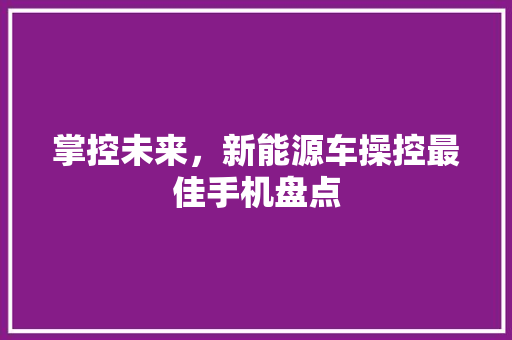 掌控未来，新能源车操控最佳手机盘点  第1张