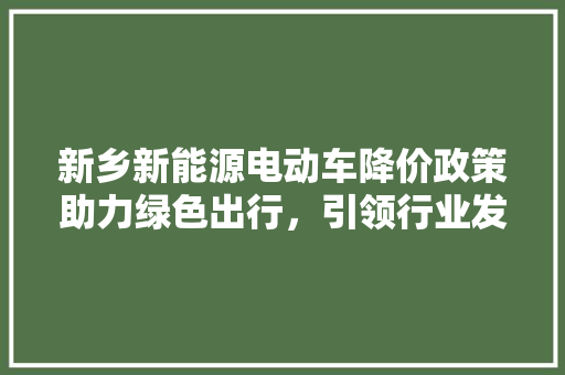 新乡新能源电动车降价政策助力绿色出行，引领行业发展新潮流  第1张