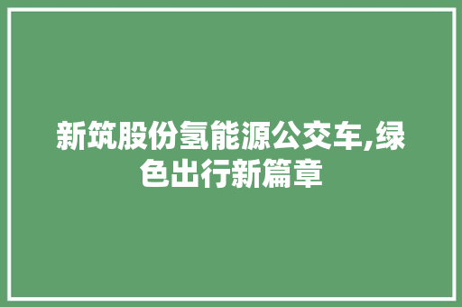 新筑股份氢能源公交车,绿色出行新篇章  第1张