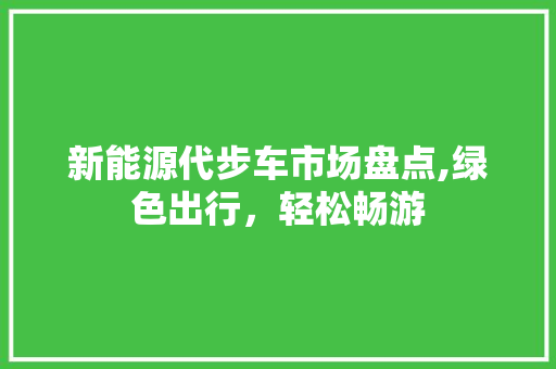 新能源代步车市场盘点,绿色出行，轻松畅游  第1张