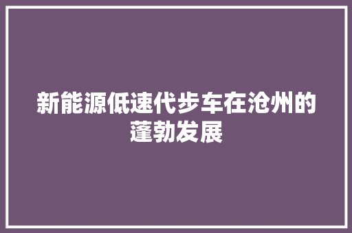 新能源低速代步车在沧州的蓬勃发展  第1张