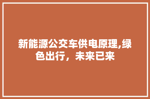 新能源公交车供电原理,绿色出行，未来已来  第1张