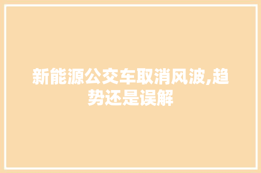 新能源公交车取消风波,趋势还是误解  第1张