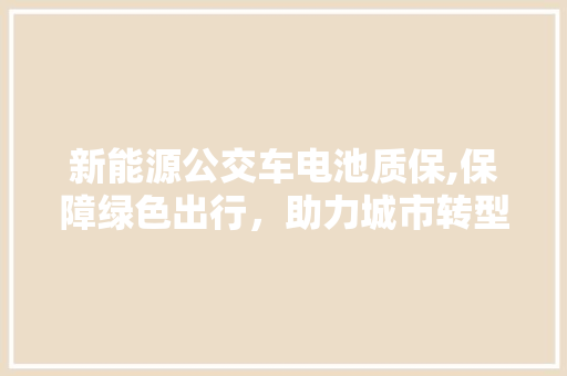 新能源公交车电池质保,保障绿色出行，助力城市转型  第1张