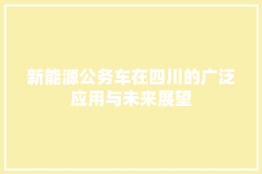 新能源公务车在四川的广泛应用与未来展望