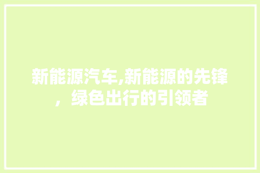 新能源汽车,新能源的先锋，绿色出行的引领者  第1张