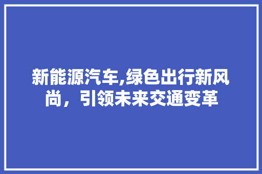 新能源汽车,绿色出行新风尚，引领未来交通变革  第1张