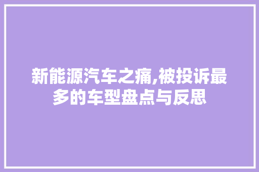 新能源汽车之痛,被投诉最多的车型盘点与反思  第1张