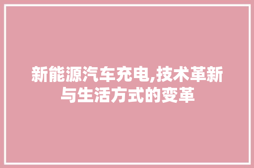 新能源汽车充电,技术革新与生活方式的变革  第1张